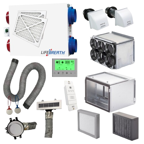 LifeBreath 6-Port bedroom ERV system kit with Zehnder ComfoWell distribution manifold