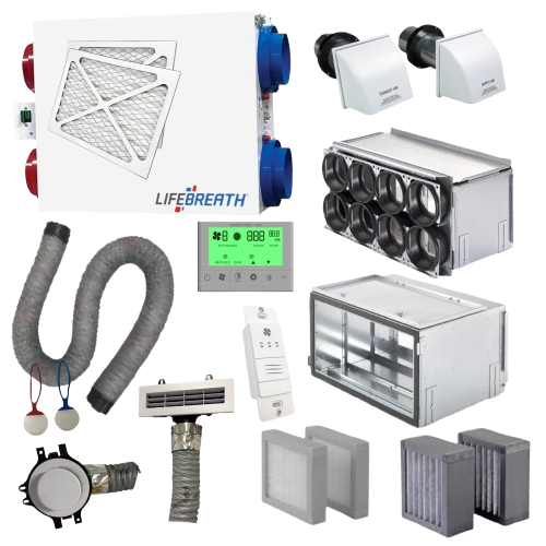 LifeBreath 8-Port bedroom ERV system kit with Zehnder ComfoWell distribution manifold