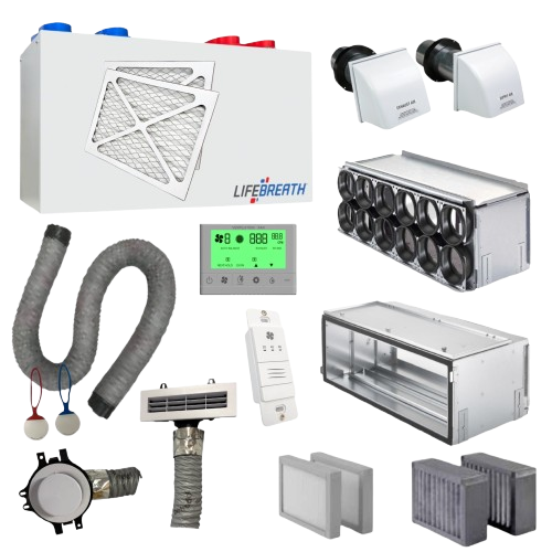 LifeBreath 12-Port bedroom ERV system kit with Zehnder ComfoWell distribution manifold